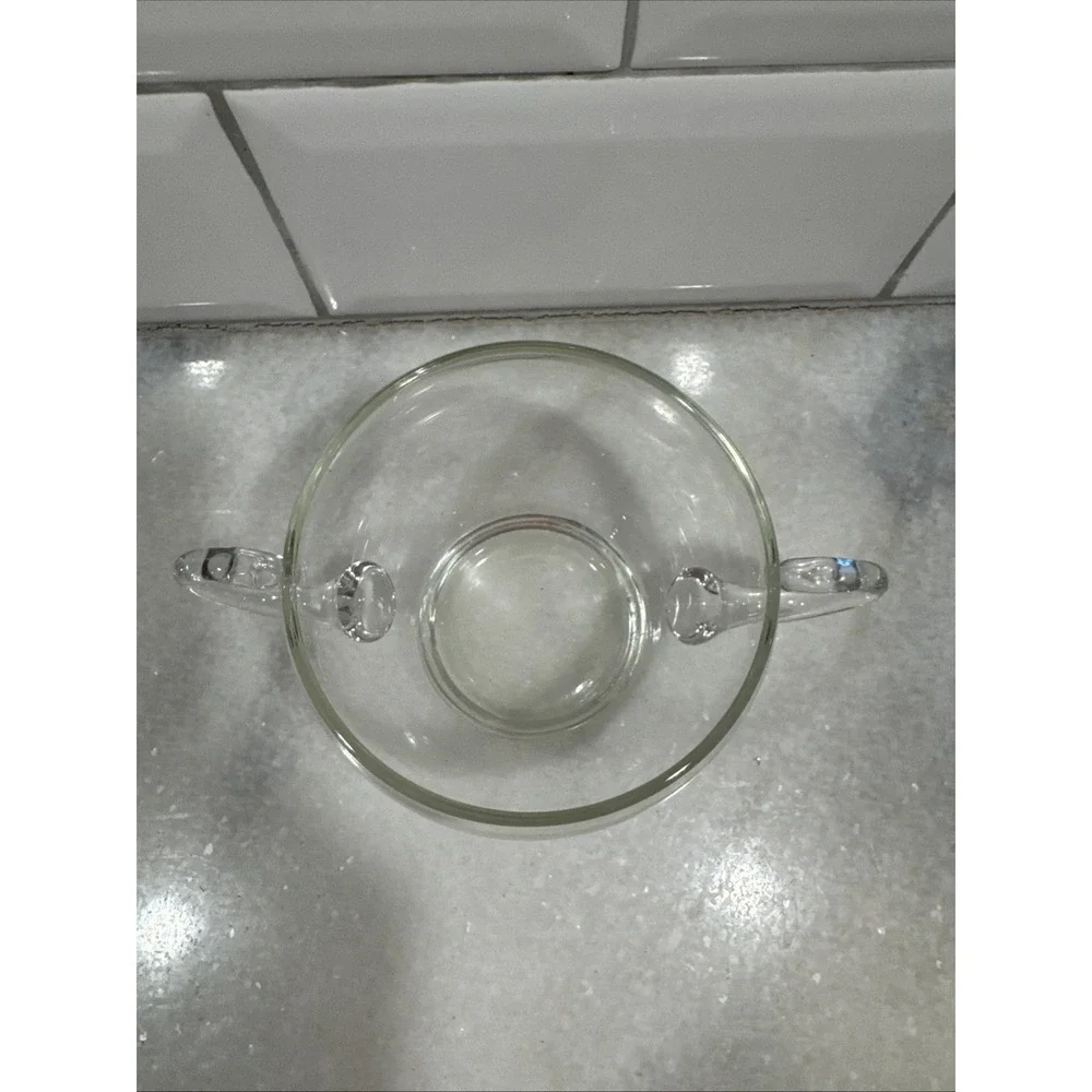 Vintage Hand Blown‎ Clear Glass Cream And Sugar Set OLA002